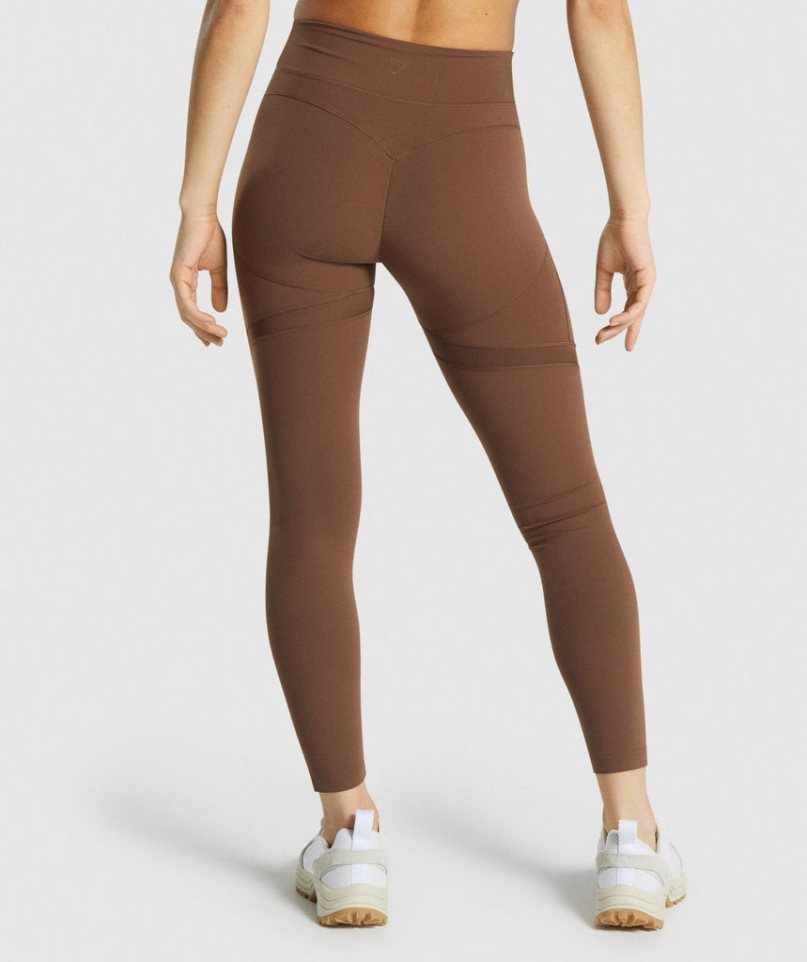 Women's Gymshark Whitney Mesh Leggings Brown | CA 5038D1